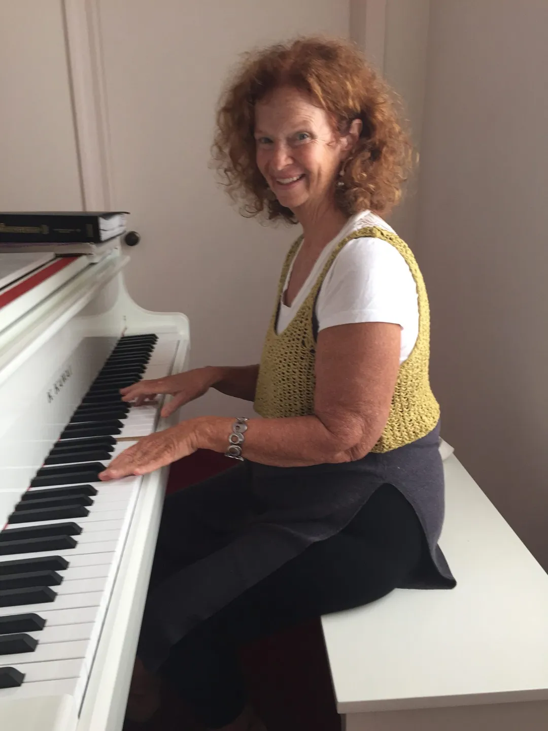 Nancy Lamka-Smith playing piano at Bethany Bible Church